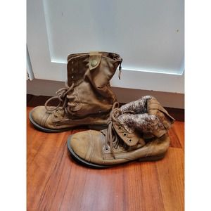 Mossimo Supply Co. Tan Lace Up Military Back Zip Fold Down Boot Size
